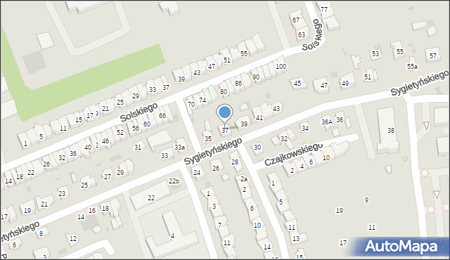 Leszno, Sygietyńskiego Tadeusza, 37, mapa Leszno