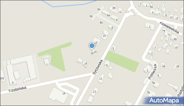 Poznań, Sycowska, 14, mapa Poznania