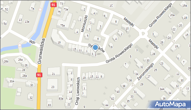 Pruszcz Gdański, Sybiraków, 1, mapa Pruszcz Gdański