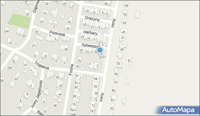 Pruszków, Sylwestra, 3, mapa Pruszków