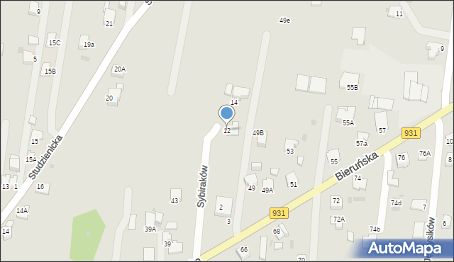 Pszczyna, Sybiraków, 12, mapa Pszczyny