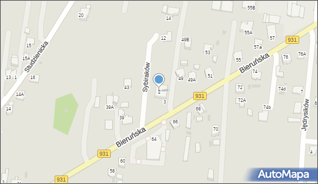 Pszczyna, Sybiraków, 2, mapa Pszczyny