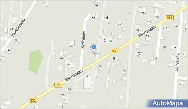 Pszczyna, Sybiraków, 3, mapa Pszczyny