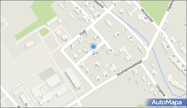 Pszczyna, Sygietyńskiego Tadeusza, 19, mapa Pszczyny