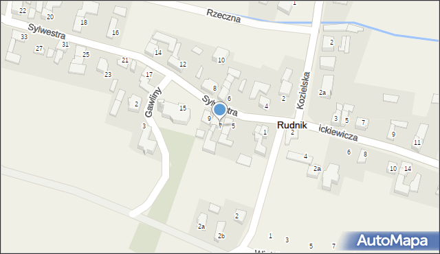 Rudnik, Sylwestra, 7, mapa Rudnik