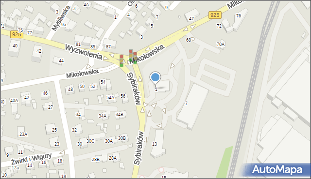 Rybnik, Sybiraków, 1, mapa Rybnika