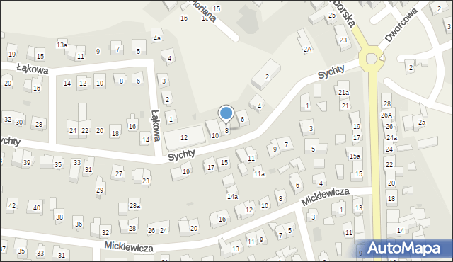 Sierakowice, Sychty Bernarda, ks. dr., 8, mapa Sierakowice