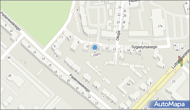 Słupsk, Sygietyńskiego Tadeusza, 11A, mapa Słupska