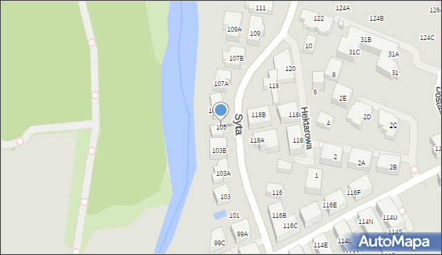 Warszawa, Syta, 105, mapa Warszawy