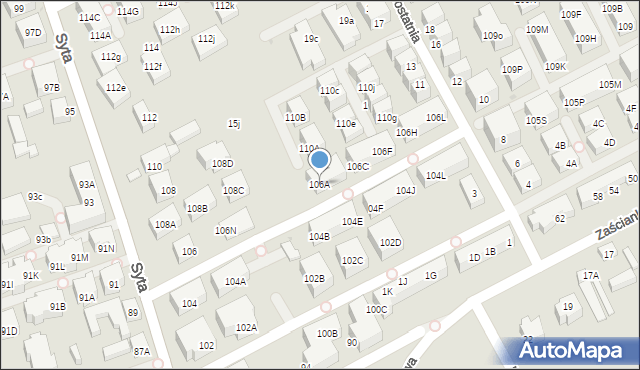 Warszawa, Syta, 106A, mapa Warszawy