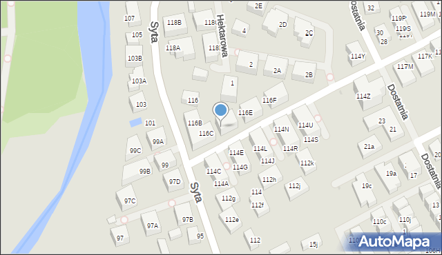 Warszawa, Syta, 116D, mapa Warszawy