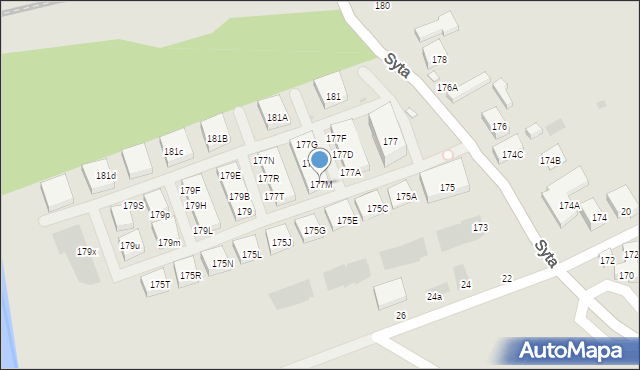 Warszawa, Syta, 177M, mapa Warszawy