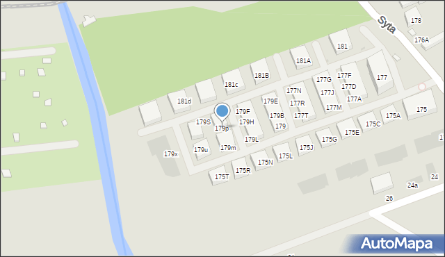 Warszawa, Syta, 179p, mapa Warszawy