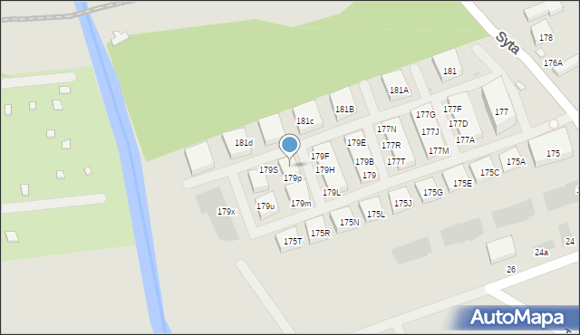 Warszawa, Syta, 179r, mapa Warszawy