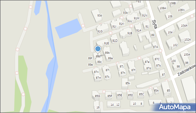 Warszawa, Syta, 89d, mapa Warszawy