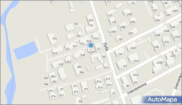 Warszawa, Syta, 91A, mapa Warszawy