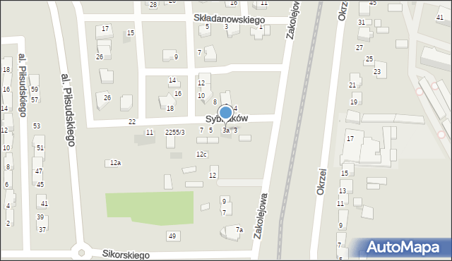 Wyszków, Sybiraków, 3a, mapa Wyszków