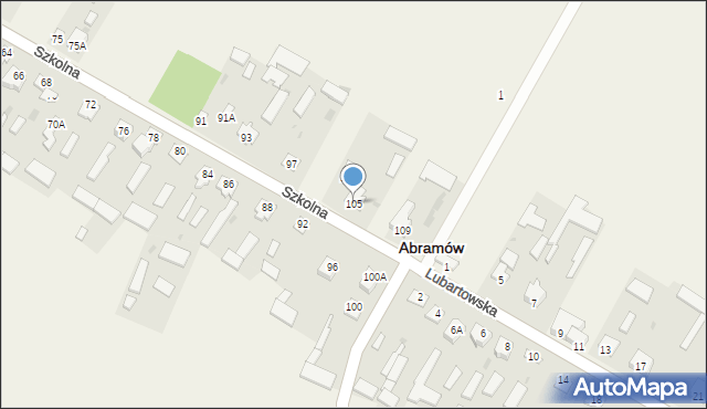 Abramów, Szkolna, 105, mapa Abramów