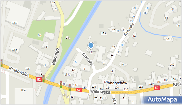 Andrychów, Szewska, 1, mapa Andrychów