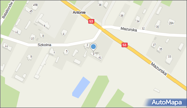 Antonie, Szkolna, 1, mapa Antonie