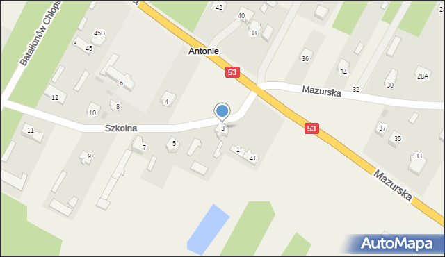 Antonie, Szkolna, 3, mapa Antonie