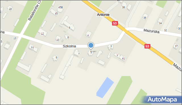 Antonie, Szkolna, 5, mapa Antonie