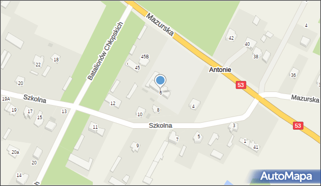 Antonie, Szkolna, 6, mapa Antonie