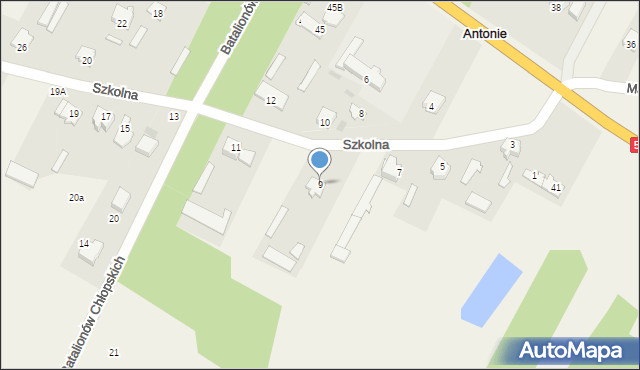 Antonie, Szkolna, 9, mapa Antonie