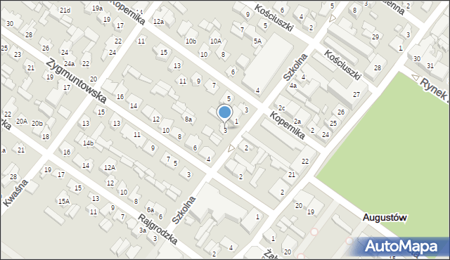 Augustów, Szkolna, 3, mapa Augustów