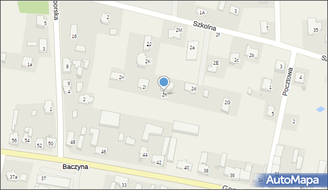 Baczyna, Szkolna, 2h, mapa Baczyna