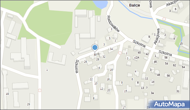 Balice, Szkolna, 30, mapa Balice