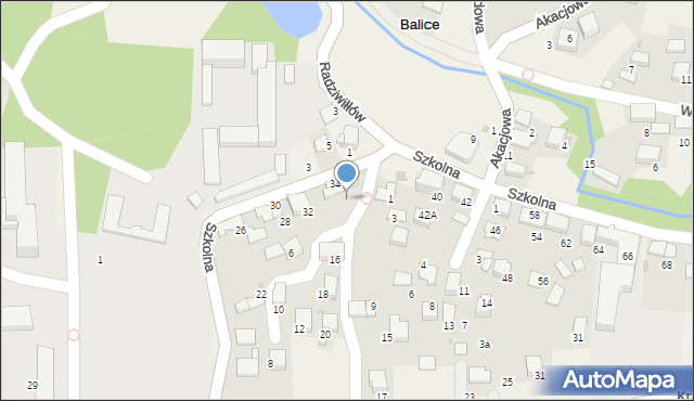 Balice, Szkolna, 36, mapa Balice