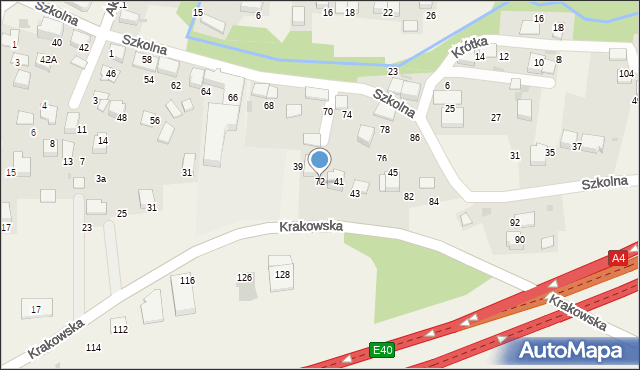 Balice, Szkolna, 72, mapa Balice