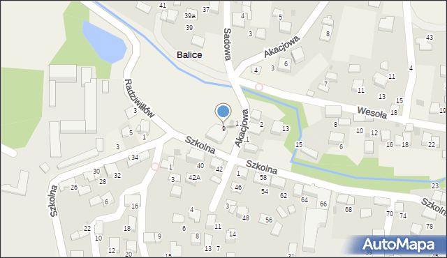 Balice, Szkolna, 9, mapa Balice