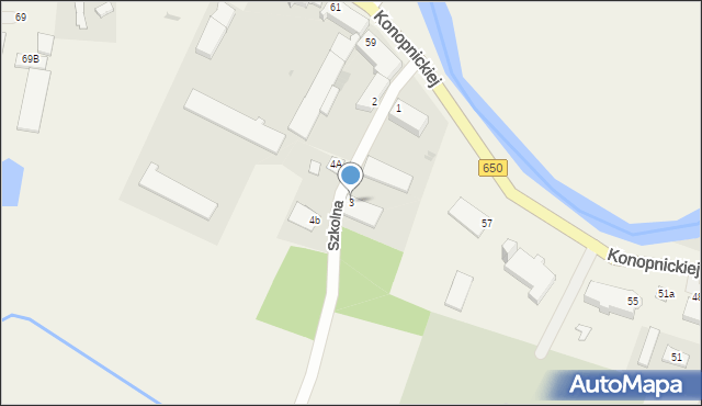 Banie Mazurskie, Szkolna, 3, mapa Banie Mazurskie