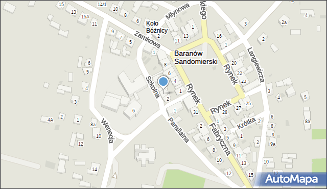 Baranów Sandomierski, Szkolna, 4, mapa Baranów Sandomierski