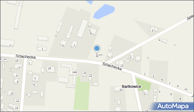 Bartkowice, Szlachecka, 11, mapa Bartkowice