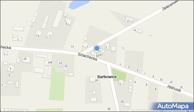 Bartkowice, Szlachecka, 13, mapa Bartkowice