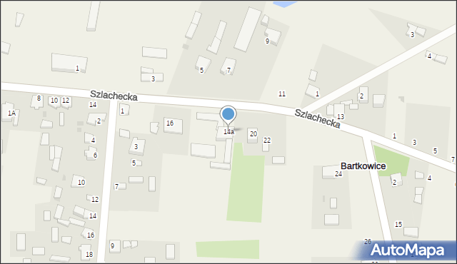 Bartkowice, Szlachecka, 14a, mapa Bartkowice