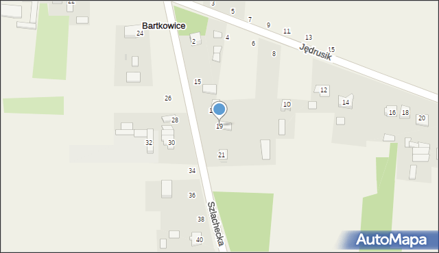 Bartkowice, Szlachecka, 19, mapa Bartkowice