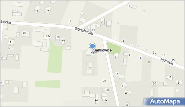 Bartkowice, Szlachecka, 24, mapa Bartkowice
