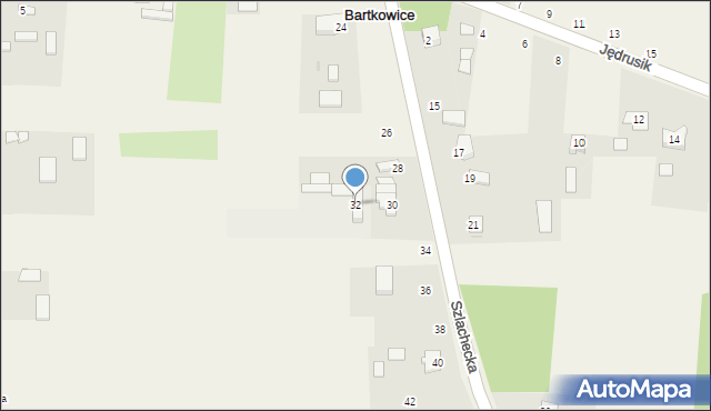 Bartkowice, Szlachecka, 32, mapa Bartkowice