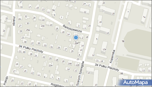 Biała Podlaska, Szarych Szeregów, 16A, mapa Białej Podlaskiej