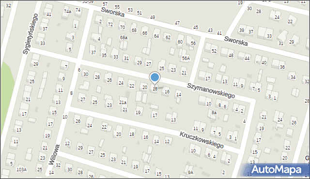 Biała Podlaska, Szymanowskiego Karola, 18, mapa Białej Podlaskiej