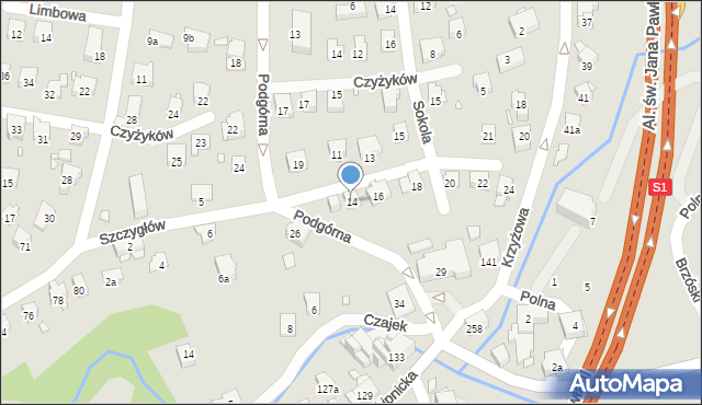 Bielsko-Biała, Szczygłów, 14, mapa Bielsko-Białej