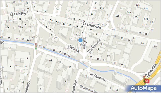 Bielsko-Biała, Szkolna, 1a, mapa Bielsko-Białej