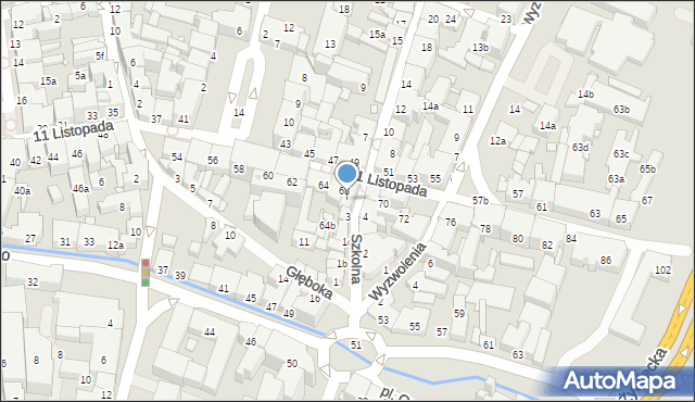 Bielsko-Biała, Szkolna, 3a, mapa Bielsko-Białej