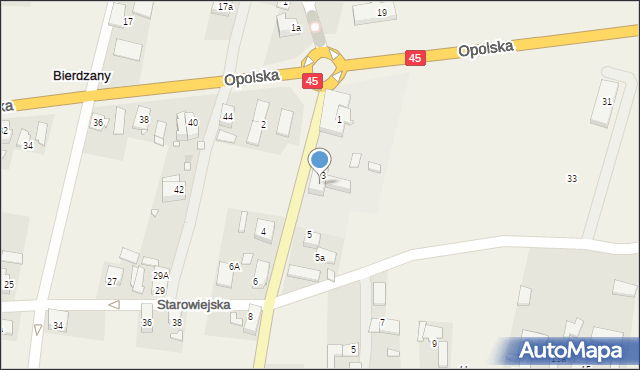 Bierdzany, Szkolna, 3a, mapa Bierdzany