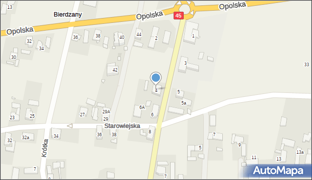 Bierdzany, Szkolna, 4, mapa Bierdzany