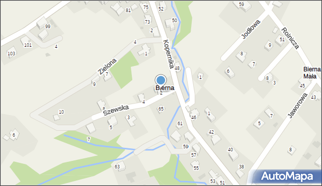 Bierna, Szewska, 2, mapa Bierna